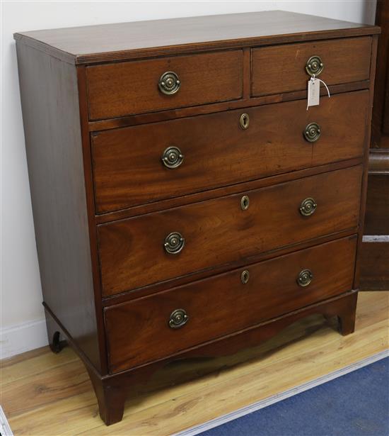A late George III mahogany five drawer chest, W.90cm